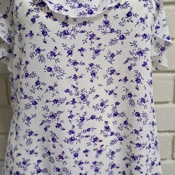 Forever 21 Purple Floral Cold Shoulder Maxi Dress. Size Medium NWT - Picture 5 of 10